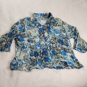 Signature by Larry Levine Blue and Green Blouse 3x